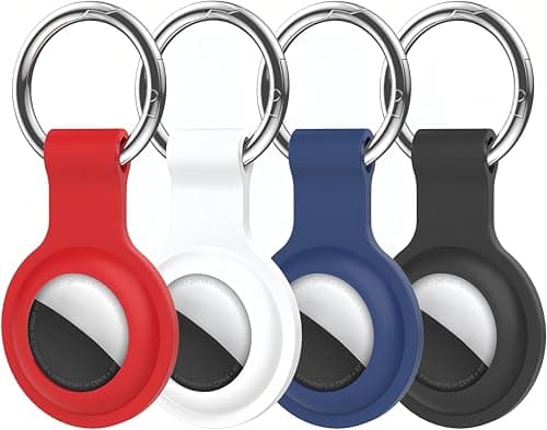 4pcs Holder Case for Tracker Tags Ultra Light Silicone Sleeve for Android Tracker Durable Anti-Scratch Protective Skin Cover with Anti-Losing Keychain Ring Accessory Compatible with Air Tags(4 Colour)