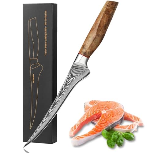 Musifan Fillet Knife 7 Inch, Precision Boning Knife for Efficient Meat Cutting and Boning， Boning Knife in high Carbon Steel