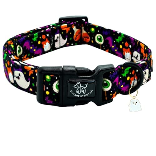 Elegant little tail Halloween Dog Collar, Ghosts Print Fall Male Pet Collar