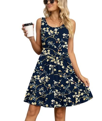 LILBETTER Women's Beach Dresses for Women Casual Summer Sexy Knee Length Mini Dresses(Sui Mei Blue, XX-Large)