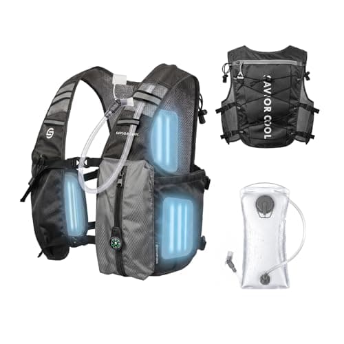 Cooling Hydration Vest with 2L BPA-Free Water Bladder, Running Vest with 3 Removable Cooling Packs, Lightweight Outdoor Pack for Hot Weather, Hiking, Cycling, Training