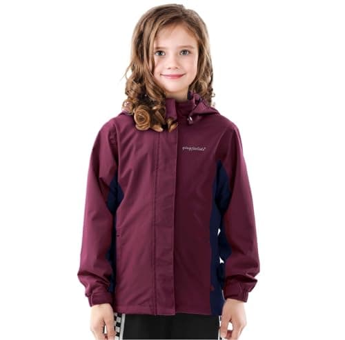 YINGJIELIDE Boys Girls Rain Jacket,Kids Lightweight Waterproof Hooded Raincoats Windbreakers,Outdoor Hiking Coat (5-6, Berry)