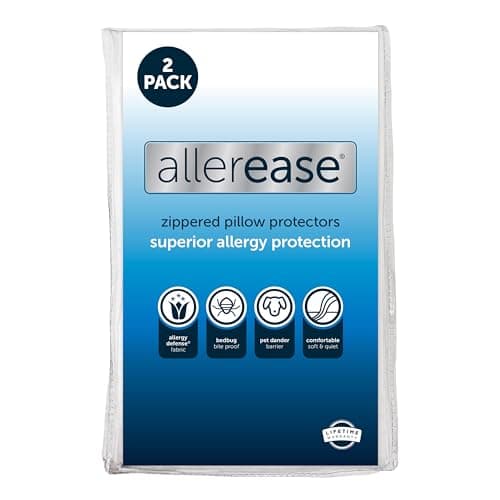 AllerEase Allergy Pillow Protector, Standard/Queen - 2 Pack