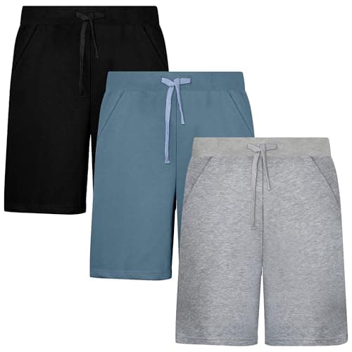 BIG ELEPHANT Boys Athletic Shorts 3-Pack, Cotton Gym Shorts with Pockets
