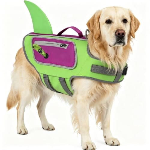 Sheripet Dog Life Jacket Shark, Good Visibility Dog Life Vest for Swimming