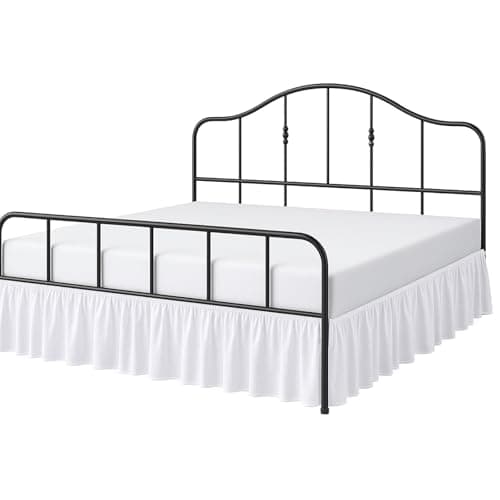 Cottington Lane Ruffled Bed Skirt Queen Size with Split Corner, Brushed Microfiber Hotel Quality White Dust Ruffle, 18 Inch Drop Gathered Bedskirt, Soft and Stylish, Shrinkage and Fade Resistant