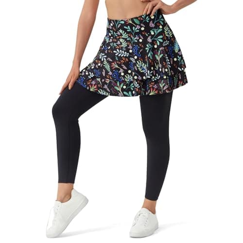 beroy Women Skirt with Leggings Skirted Legging with Pockets BlackLeaf XXL