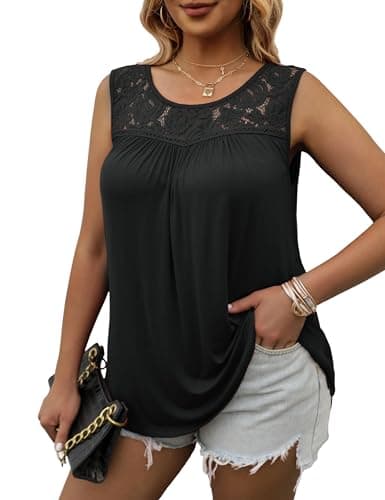 Ahlaray Women's Plus Size Black Lace Tank Top