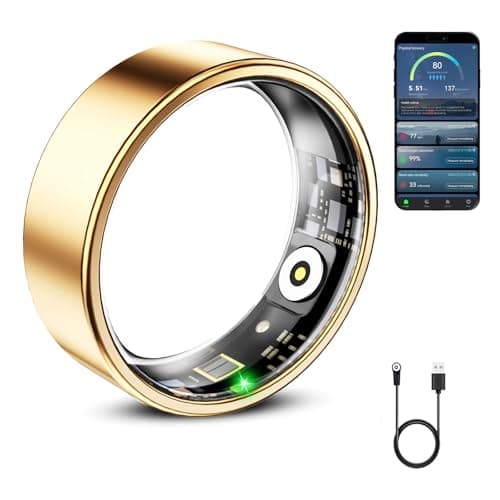 Mirlray Smart Ring for Women & Men, Smart Ring Health Tracker, Blood Oxygen & Heart Rate Monitor, Long Lasting Battery Sleep Ring, Waterproof Fitness Ring (Rose Gold, 7)