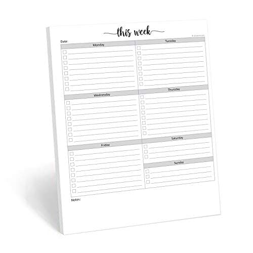 321Done Weekly Checklist Notepad, 8.5x11, 50 Sheets, Left Margin Notes