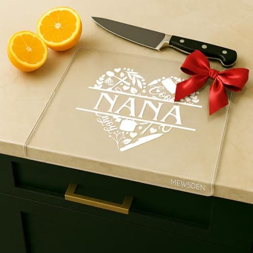 Nana Birthday Gifts from Grandchildren - Engraved Acrylic Cutting Board with Counter Lip, Clear Countertop Protector Cooking Gift for Nana Christmas Grandparent Day Presents Aesthetic Kitchen Decor