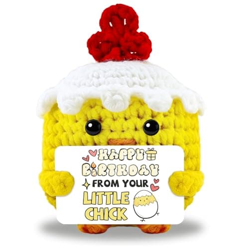 Happy Birthday Gifts For Women, Handmade Crochet Chicken With Birthday Card
