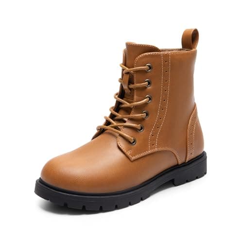 DREAM PAIRS Girls Boys Boots Side Zipper Kids Combat Ankle Booties Toddler/Little Kid/Big Kid,Size 7 Toddler,Camel,KBO211