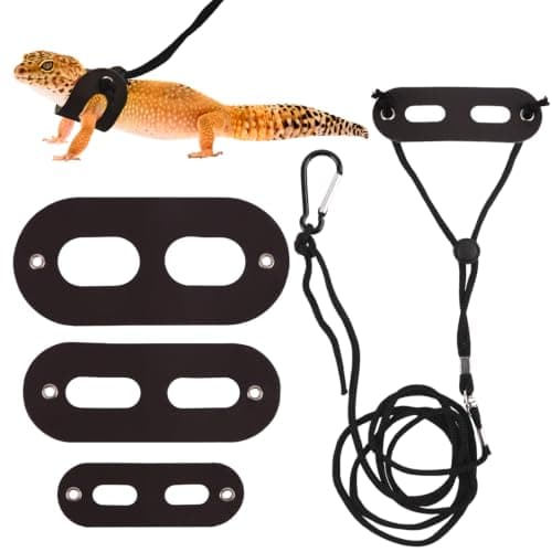 ZUFECY Bearded Dragon Leash Set, Adjustable Reptile Harness Vest with Rope, Soft Leather and Nylon, for Lizard, Gecko, and Small Animals, S, M, L