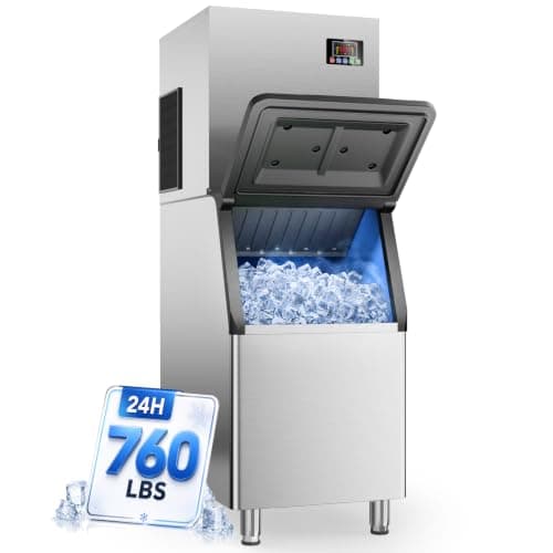 Mojgar Commercial Ice Maker Machine, 760LBS/24H with 650LBS Storage Bin