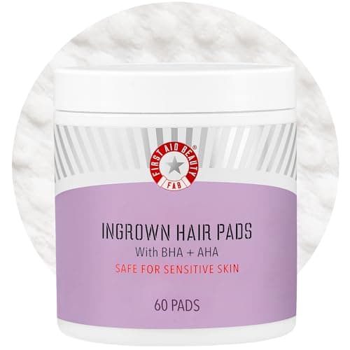 First Aid Beauty - Ingrown Hair Pads with BHA + AHA - Aftershave Treatment Pads to Help Prevent Razor Bumps for Men & Women - Exfoliate Underarms & Bikini Area - Compostable for Daily Use - 60 Pads