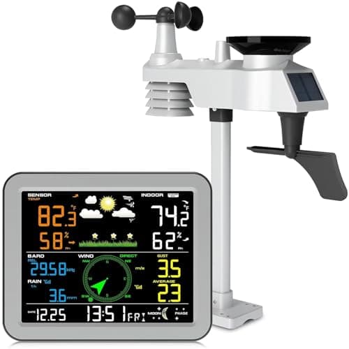 Gevanti Weather Station Wireless with 7-in-1 Sensor,Indoor Outdoor Thermometer,Big Display Digital with Humidity,Rain Gauge,Wind Speed,Forecast,Alarm