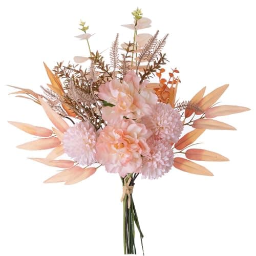 KIRIFLY Artificial Fake Flowers Plants Silk Flower Arrangements Wedding Bouquets Decorations Plastic Floral Table Centerpieces for Home Kitchen Garden Party Décor (Light Pink)