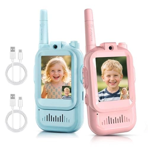 MaxTalker Video Walkie Talkie for Kids Rechargeable Video Intercom Kids Walkies Talkies,Walkie Talkie for Indoor Outdoor Games, Camping, Hiking for Boys Girls Ages 3-12
