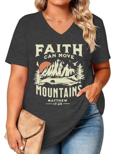 HDLTE Plus Size Tops for Women Graphic Tees V Neck Short Sleeve T Shirt