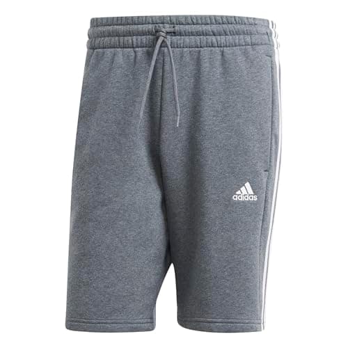 adidas Men's Essentials Fleece 3-Stripes Shorts, Dark Grey Heather