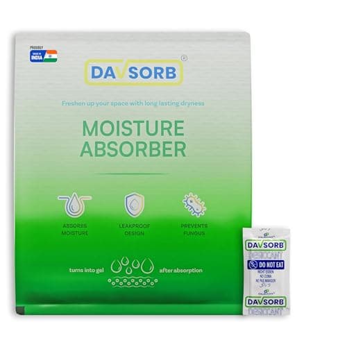 DAVSORB Dehumidifier Room Moisture Absorber for Home, Electronic Items, Wardrobe & Shoe Racks | Fights Excess Moisture | Premium Quality Moisture Absorber (5gx100Pcs)
