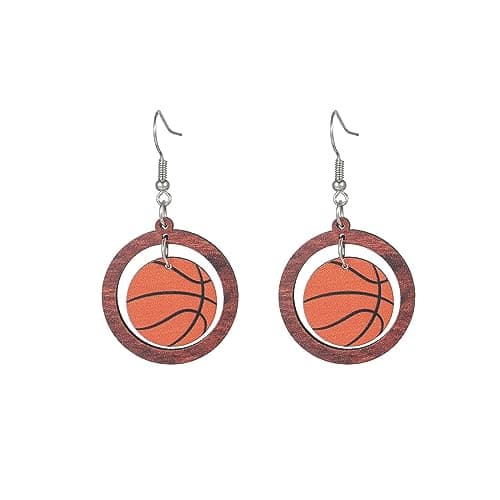 Soccer Basketball Football Faux Leather Dangle Earrings for Women(Basketball)