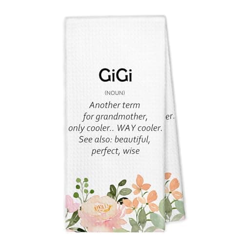 XBBMGG Gigi Grandma Kitchen Towels, Gigi Gifts from Grandkids Dish Hand Tea Towels, Best Grandma Gifts for Christmas from Granddaughter Grandson Decorative Towels for Bathroom Kitchen, 16x24 Inch