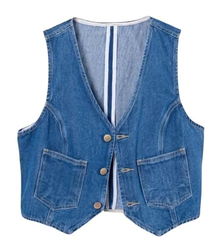 Ladyful Cropped Denim Vest Top for Women Summer Western Jean Vest Tank Top