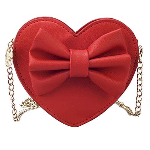 Mily Mini Heart Shape Crossbody Handbag Coin Change Purse for Toddlers Little Girls (Red)