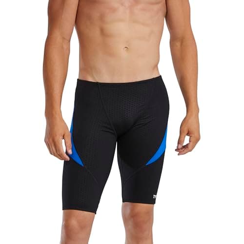 TYR Men's Hexa Curve Splice Jammer Swimsuit, Black/Blue, 32