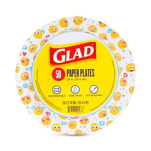 Glad for Kids Emoji Disposable Paper Plates, 8.5 Inch, 20 Count