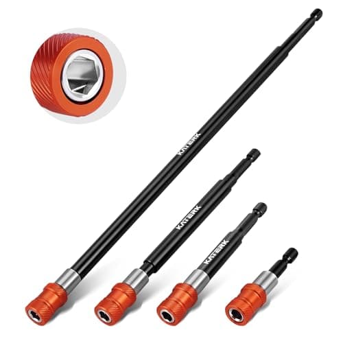 Katerk Drill Bit Extension Set, 4 Pcs Magnetic Bit Holder, 1/4 Inch Hex Drill Bit Extender for Impact Driver - Enhanced Stability, Professional Grade (12", 6", 4", 2 3/8")