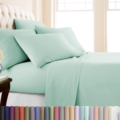 Southshore Fine Living, Inc. 6-Piece 16 Inch Deep Pocket California King Sheet Sets, Wrinkle Free Microfiber Bedsheets, Fitted Sheet, Easy Care Fade Resistant, California King Size - Hint of Green