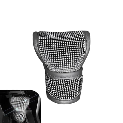 CyperFair Bling Car Gear Shift Knob Cover, Full-Coverage Rhinestone-Studded Flashy Gear Shift Knob Protective Cover, Girl Women's Car Accessory, Suitable for Most Cars, Trucks, and SUVs