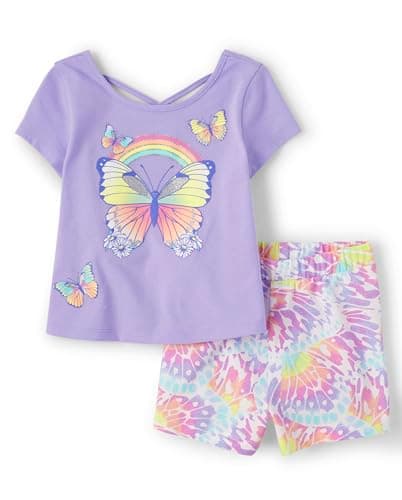 The Children's Place,And Toddler Girls Short Sleeve Fashion Top and Shorts Set,Baby-Girls,Simply White,2T