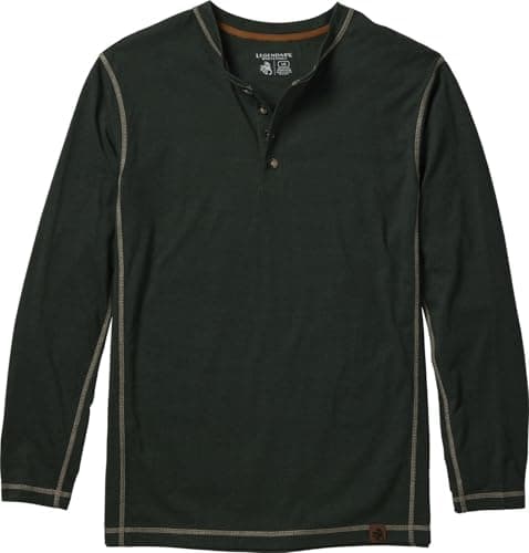 Legendary Whitetails Mens Henley Long Sleeve Casual Fit Shirt, Mountainview Heather, Large Tall