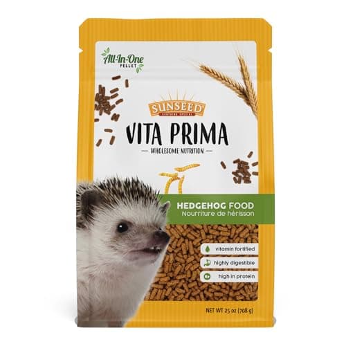 Sunseed Vita Prima Hedgehog Food - High-Protein Poultry, Seafood, and Mealworm Food Blend - Vitamin-Fortified for Happy and Healthy Hedgehogs
