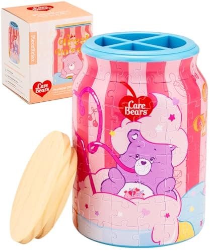 Care Bears™ by PieceRelax 3D Puzzle Jar 128 Plastic Pieces for Adults - Sugar Rush Airtight - Wooden Lid Container for Kitchen Dining Study Living Room No Glue Requied Large [BA1019]