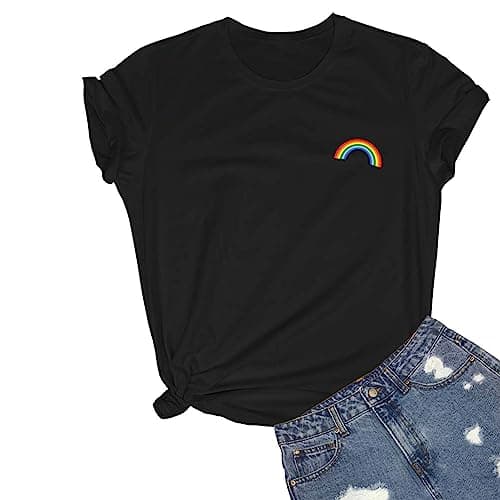 LOOKFACE Women Cute T Shirt Junior Tops Teen Girls Graphic Tees Black X-Large
