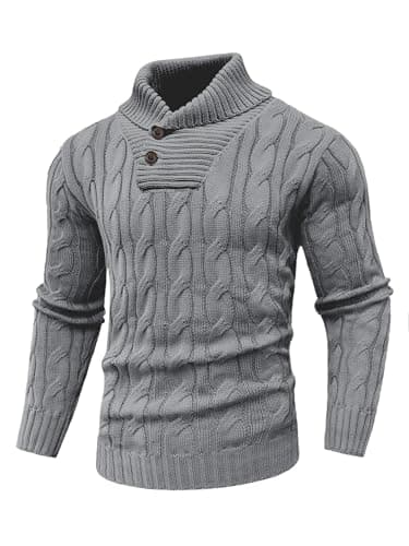 Arcciit Men's Casual Dress Knit fisherman V Neck Cable Pullover Sweater