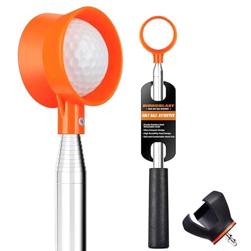 BIRDIEBLAST Golf Ball Retriever Telescopic, with Golf Ball Grabber for End of Putter, 9Ft/9.01Ft/12Ft/16.3Ft/20Ft Stainless Steel Golf Ball Retriever for Water(9.01FT)