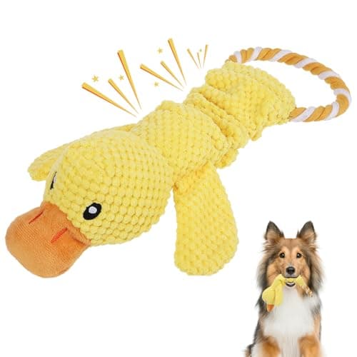 KOOLTAIL Duck Dog Toys, Tough Plush Dog Chew & Squeaky Toys with Crinkle Paper, Interactive Training & Tug of War Puppy Teething Toy for Indoor Outdoor Play, Soft Pet Toy for Small Medium Large Dogs