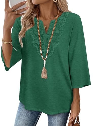 Green Tops for Women st Patricks Day Shirt Women Tops Dressy Casual Green Tops for Women 3/4 Sleeve Spring Summer Outfits 2026 Christmas Shirts Winter Clothing Beach Vacation Clothes Holiday XL