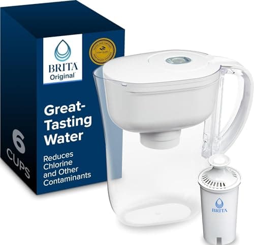Brita Small 6-Cup Water Filter Pitcher, Includes 1 Filter, White