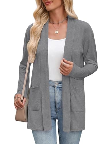 Zeagoo Cardigan Sweaters for Women Lightweight Dressy Casual Long Cardigans with Pockets Open Front Outwear