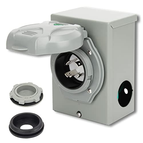 OPL5 30AMP Generator Power Inlet Box with Pre Punched Knockouts, NEMA L14-30P for 4 Prong Generator with LED Indicator Light 125/250 Volt, 7500 Watts for Outdoor Use, ETL Listed (L14-30P)