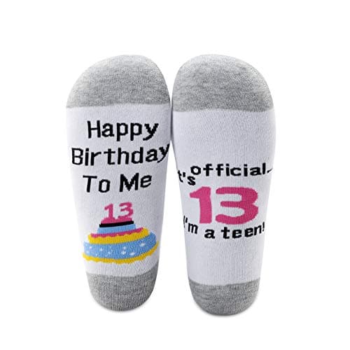 MBMSO Happy 13th Birthday Gifts 2 Pairs 13th Birthday Socks Funny 13 Years Old Gifts Officially Thirteen Birthday Gifts