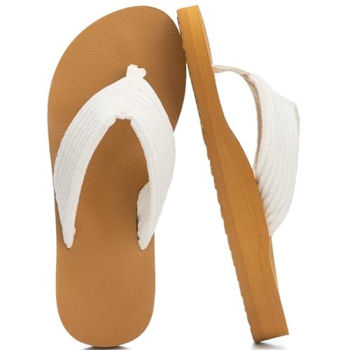 GOEWY Flip Flops for Women With Arch Support White Sandals Slides for 2026
