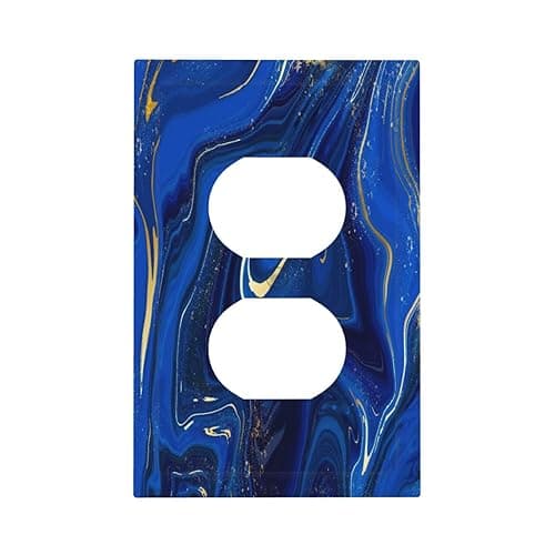 Thsanju Outlet Covers Blue Marble Abstract Gold Glitter Texture 1 Gang Duplex Light Switch Cover Plate Decorative Wall Plate Covers Electrical Receptacle Switchplate for Farm Bathroom Bedroom Decor